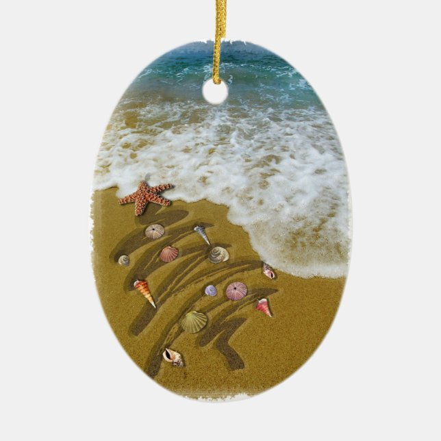 Ornamento De Cerâmica Natal Lavado em Shore (Frente)