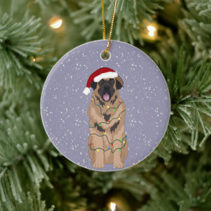 Ornamento De Cerâmica Natal Leonberger 