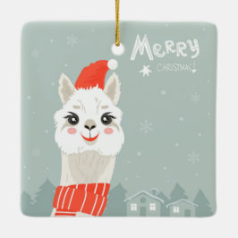 Ornamento De Cerâmica Natal Llama
