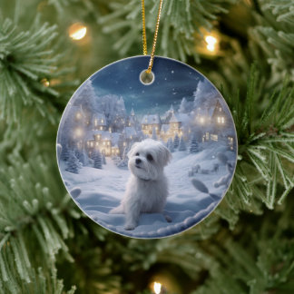 Ornamento De Cerâmica Natal Maltês Único, Presente Para Povoados De Cão