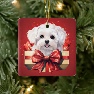 Ornamento De Cerâmica Natal Maltês Único, Presente Para Povoados De Cão