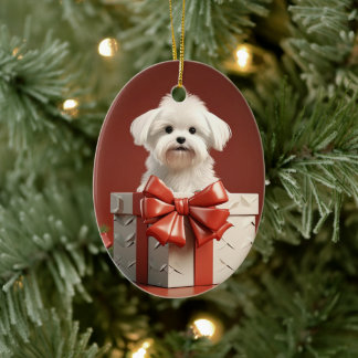 Ornamento De Cerâmica Natal Maltês Único, Presente Para Povoados De Cão