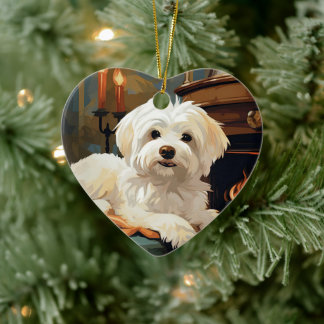 Ornamento De Cerâmica Natal Maltês Único, Presente Para Povoados De Cão