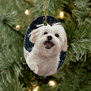 Ornamento De Cerâmica Natal Maltês Único, Presente Para Povoados De Cão