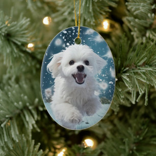 Ornamento De Cerâmica Natal Maltês Único, Presente Para Povoados De Cão