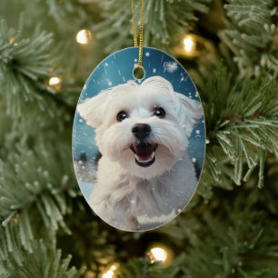 Ornamento De Cerâmica Natal Maltês Único, Presente Para Povoados De Cão