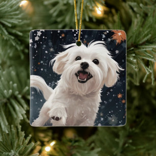 Ornamento De Cerâmica Natal Maltês Único, Presente Para Povoados De Cão