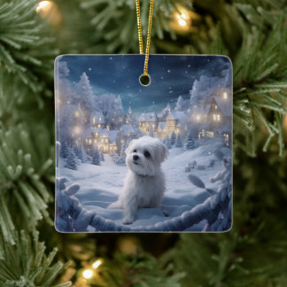 Ornamento De Cerâmica Natal Maltês Único, Presente Para Povoados De Cão