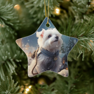 Ornamento De Cerâmica Natal Maltês Único, Presente Para Povoados De Cão