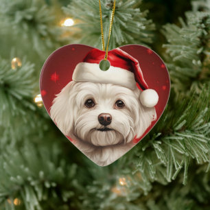 Ornamento De Cerâmica Natal Maltês Único, Presente Para Povoados De Cão