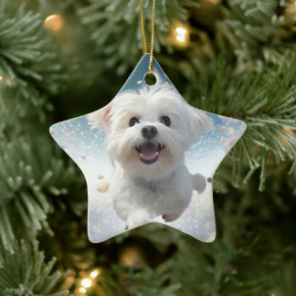 Ornamento De Cerâmica Natal Maltês Único, Presente Para Povoados De Cão