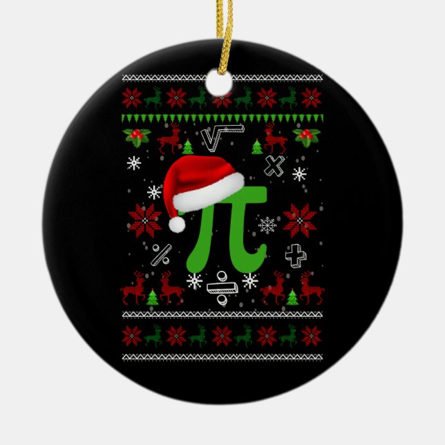 Ornamento De Cerâmica Natal Math Pi Santa Hat Figurume Xmas Feia Matemát (Frente)