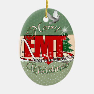 Ornamento De Cerâmica NATAL médico do técnico da emergência de EMT