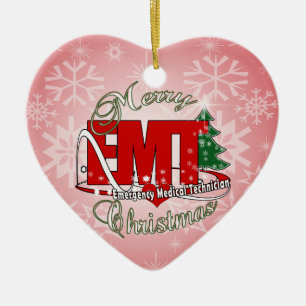 Ornamento De Cerâmica NATAL médico do técnico da emergência de EMT