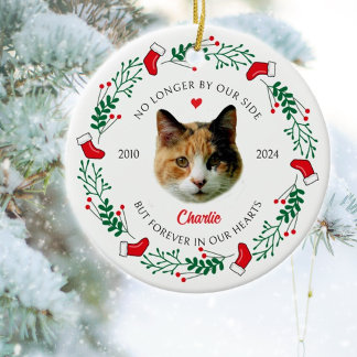 Ornamento De Cerâmica Natal Memorial Personalizado do Gato