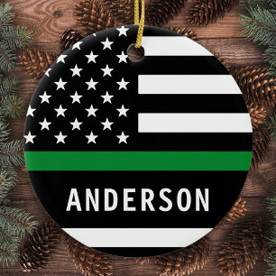Ornamento De Cerâmica Natal Militar Thin Green Line Personalizado