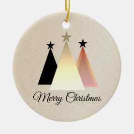 Ornamento De Cerâmica Natal Minimalista Preto e Dourado Rosa