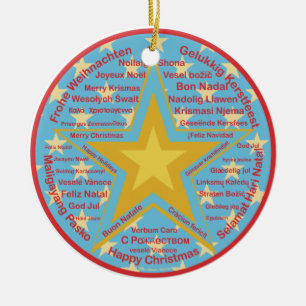 Ornamento De Cerâmica Natal multilingue