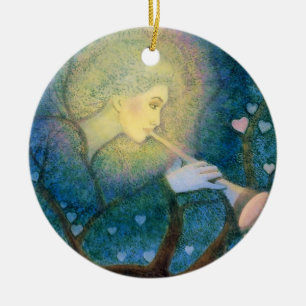 Ornamento De Cerâmica Natal musical Ornamnet do amor dos corações do