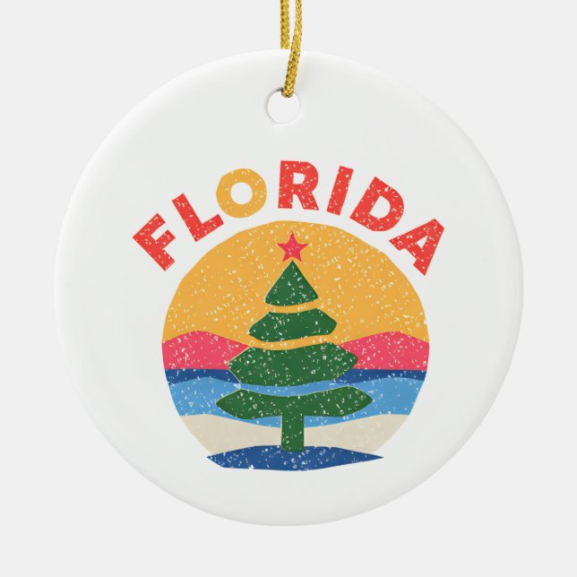 Ornamento De Cerâmica Natal na Flórida (Frente)