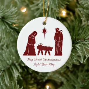Ornamento De Cerâmica Natal Natividade Inspirativa Dizendo Vermelho Escu
