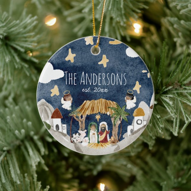 Ornamento De Cerâmica Natal Negra Africano Americano (Árvore)