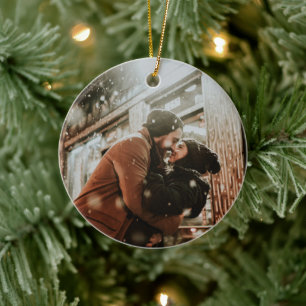 Ornamento De Cerâmica Natal no espírito do amor com sua foto