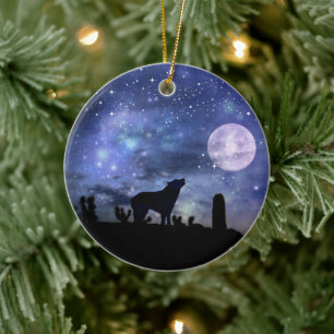 Ornamento De Cerâmica Natal no Sudoeste de Coyote e Cactus