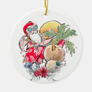 Ornamento De Cerâmica Natal no Sul Hot Holly Jolly Santa Claus