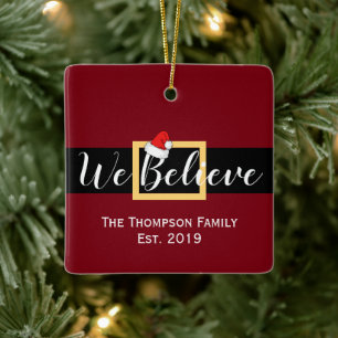 Ornamento De Cerâmica Natal Papai Noel Acreditamos na Foto da Família