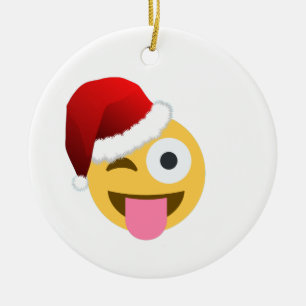 Ornamento De Cerâmica Natal Papai Noel que pisc o emoji