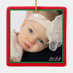 Ornamento De Cerâmica Natal para a FAMÍLIA de Fotos Personalizada