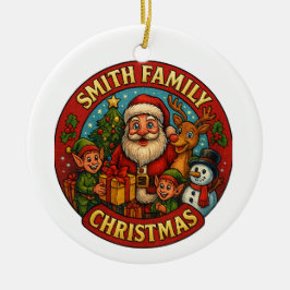 Ornamento De Cerâmica Natal para a Família Festiva Editável