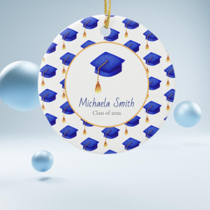 Ornamento De Cerâmica Natal para Graduação do Segundo grau Azul Real