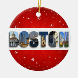 Ornamento De Cerâmica Natal para o Viagem da cidade de Boston Massachuse