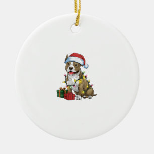 Ornamento De Cerâmica Natal para Papais noeis de iluminação Pitbull Terr