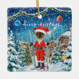 Ornamento De Cerâmica Natal para Papais noeis Siameses Gatos Amantes de 