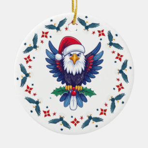 Ornamento De Cerâmica Natal Patriótico Águia Americana Negrito