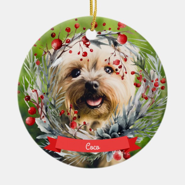 Ornamento De Cerâmica Natal Personalizado (Frente)