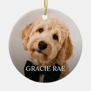 Ornamento De Cerâmica Natal Personalizado com Foto de Animal de Estimaçã