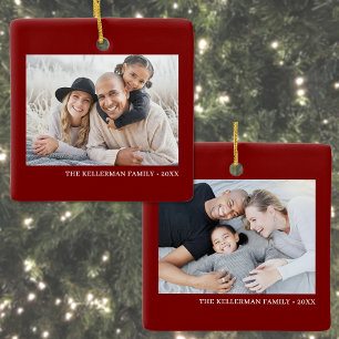 Ornamento De Cerâmica Natal Personalizado com Foto de Família Dupla Face