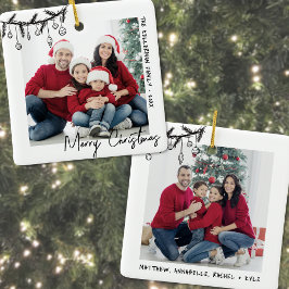 Ornamento De Cerâmica Natal Personalizado com Foto de Família Dupla Face