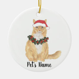 Ornamento De Cerâmica Natal Personalizado com Gato Maine Coon Laranja