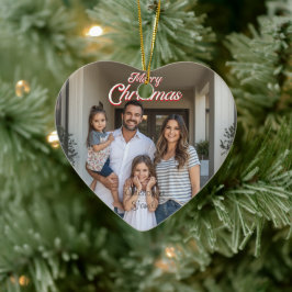 Ornamento De Cerâmica Natal Personalizado com Nome da Família e Foto