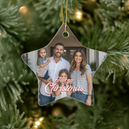 Ornamento De Cerâmica Natal Personalizado com Nome da Família e Foto