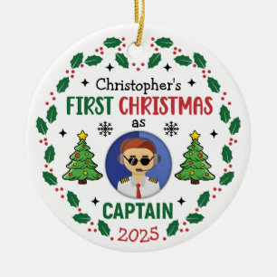 Ornamento De Cerâmica Natal Personalizado Com Nome Do Capitão Da Companh