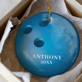 Ornamento De Cerâmica Natal personalizado da bola de boliche