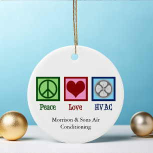 Ornamento De Cerâmica Natal Personalizado da Companhia HVAC do Peace Lov