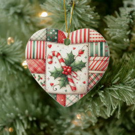 Ornamento De Cerâmica Natal Personalizado da Estrela de Patchwork da Cos