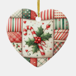 Ornamento De Cerâmica Natal Personalizado da Estrela de Patchwork da Cos